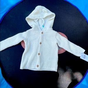 Knitted Hooded Sweater Off White Cream Size 6 months Carters Brand